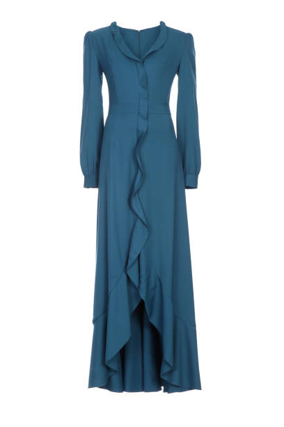 istock Bue long evening dress on white background 1481938545