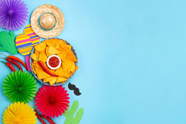 istock Cinco de Mayo (Fifth of May) Fiesta Celebration Concept on Blue Background. 1481940970