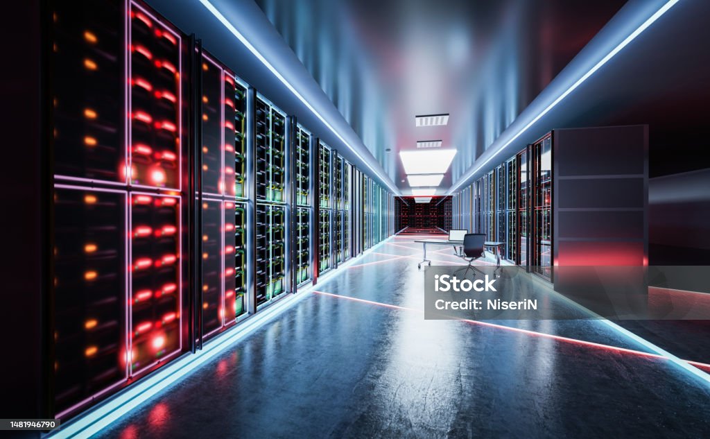 Computer Network Server Room Or Data Center Stock Photo - Download ...