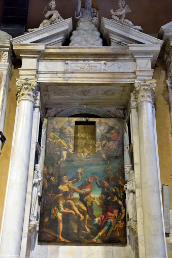 interior of the church - museum Santa Maria di Castello -Genoa  April  02 2018