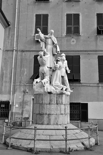 statue dedicated to the holy father Piazza delle Grazie Genoa Italy