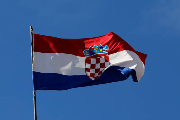 istock Croatia flag waving in the wind 1481972443