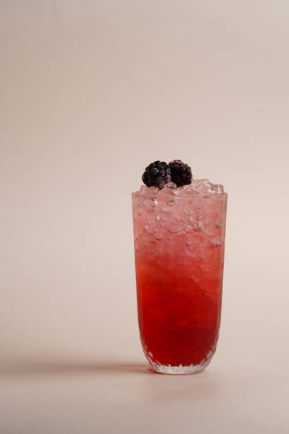 istock Summer cocktail with blackberry on light background. 1481974717
