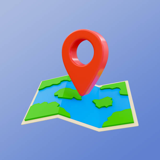 istock 3d minimal marking a position. trip destination. map with location pin icon. 3d illustration. 1481983103