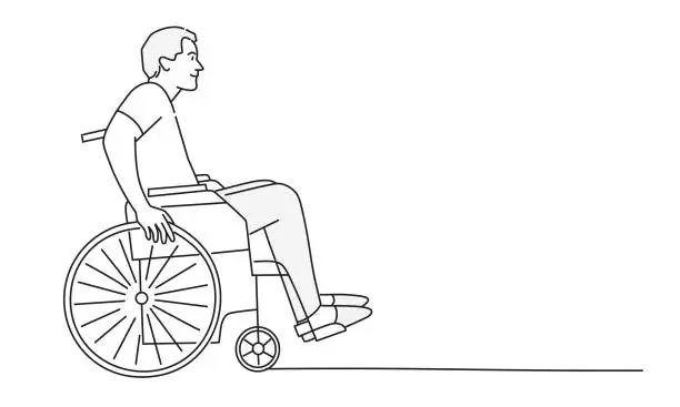 Vector illustration of Young man in wheelchair.