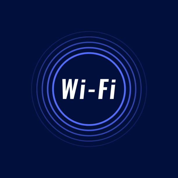 無線lan信号のロゴ。ラップトップ、コンピューター、電話用の無料wi-fiアクセスポイント。ベクターイラスト - time zone audio点のイラスト素材／クリップアート素材／マンガ素材／アイコン素材