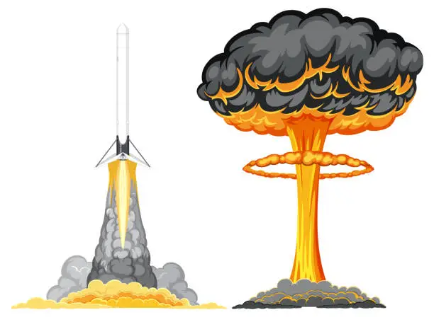 Vector illustration of The Atomic Bomb Mushroom Cloud