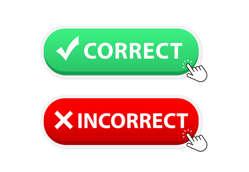 Corrected Cursor Button Correct Incorrect Web Button With A Checkmark And A Cross Check ...