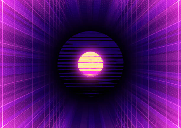 illustrations, cliparts, dessins animés et icônes de illustration rétro des rayons du soleil à ondes de vapeur - pink backgrounds lighting equipment disco
