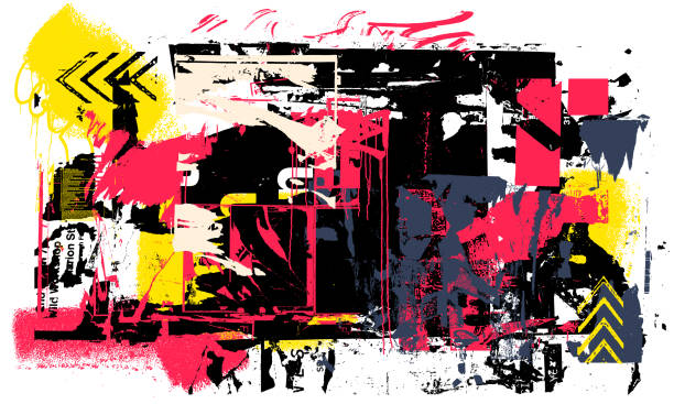 ilustrații de stoc cu vector de texturi și modele grunge colorate moderne - graffiti