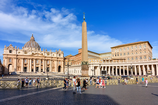 Vatican - October 2022: St. Peter's Basilica on St. Peter's square in Vatican, center of Rome, Italy
