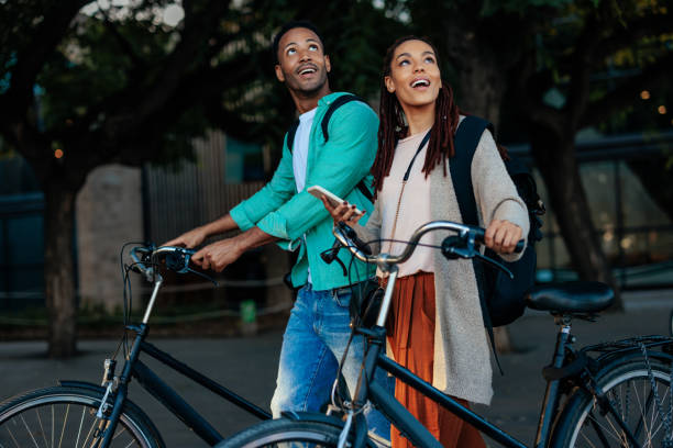 istock Friends with bikes in city. 1482000817
