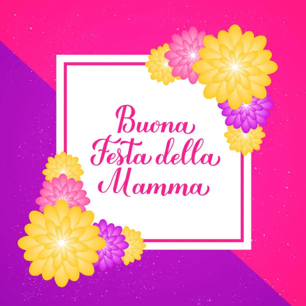 Vector illustration of Buona festa della Mamma banner. Happy Mothers Day in Italian. Vector template for typography poster, greeting card, invitation, etc