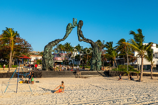 Portal Maya Sculpture in Playa del Carmen. It is a tribute to the Mayan communities that dotted the Yucatán Peninsula before the Spaniards arrived in the 16th century.