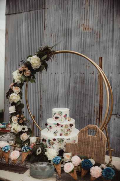 istock Wedding cake and ice cream on a dessert table 1482012002