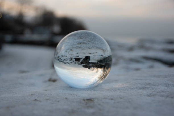 Free picture: snow, sphere, sunset, nature, reflection, winter, ice