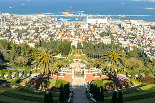 Bahai Gardens and Bay View in Haifa, Israel