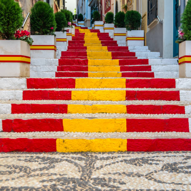 istock Spanish flag on stairs in Calpe 1482042602