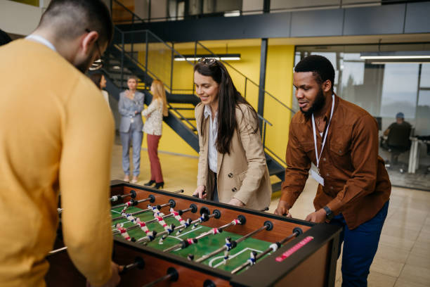 istock Business Colleagues Playing Table Football 1482049991
