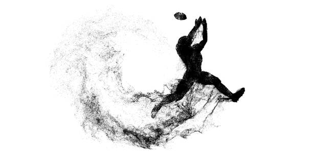 abstrakte silhouette eines american-football-spielers mann in aktion isolierter weißer hintergrund. vektorillustration - sport university football player action stock-grafiken, -clipart, -cartoons und -symbole