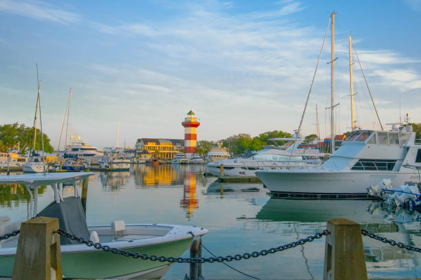 istock Harbor Town Lighthouse at Sunrise-Hilton Head, South Carolina 1482055953