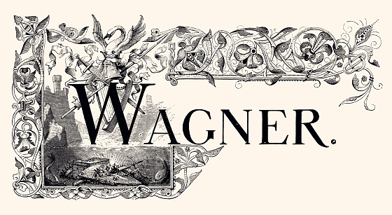 Wagner pattern. Vintage engraving circa late 19th century. Digital restoration by pictore. 
Wilhelm Richard Wagner (22 May 1813 – 13 February 1883) was a German composer, theatre director, polemicist, and conductor...