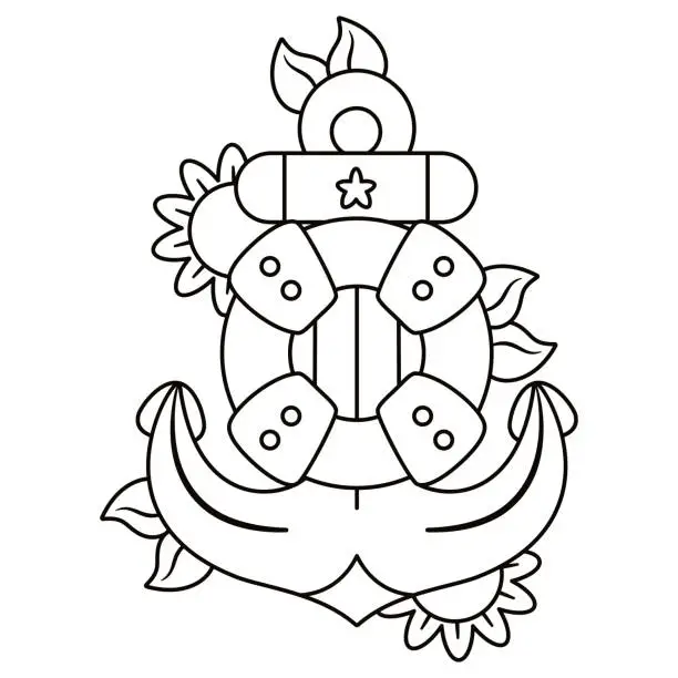 Vector illustration of Isolated kawaii kawaii sailor tattoo vector