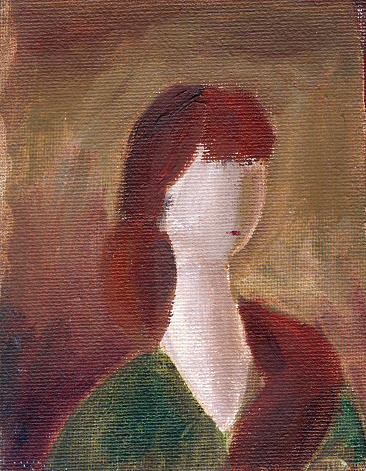 abstract portrait of a woman with long red hair, oil painting. High quality illustration