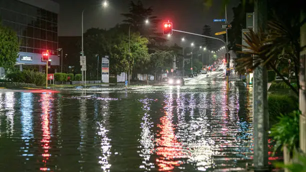 Flooding at an intersection in Auckland