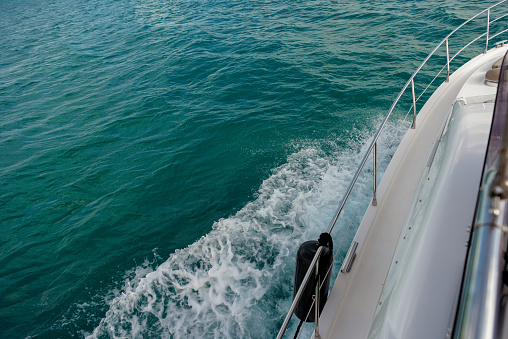 View from the stern of the yacht to the sea