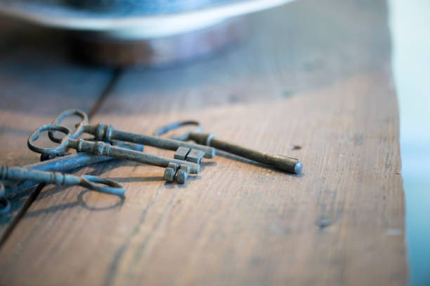 Skeleton Keys on wooded table top