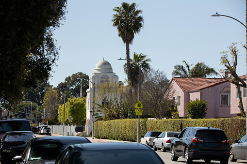 Afternoon view of a church in downtown Compton, California, USA.