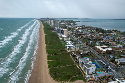 Aerial views from over South Padre Island Texas