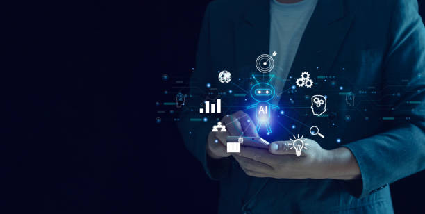 istock Ai technology concept.Businessman using technology smart robot AI. connect Chatbot intelligent digital technology,conversation assistant. intelligent artificial intelligence asks,Futuristic technology 1482095491