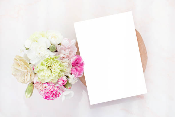 istock Carnation flower and card mock-up 1482099797