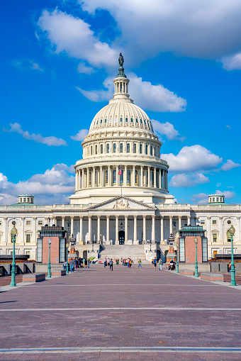 United States, Washington D. C. - September 18, 2019: The United States Capitol, is the home of the United States Congress and the seat of the legislative branch of the U.S. federal government.