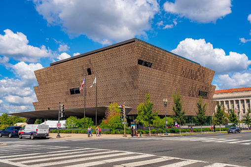 United States, Washington - September 21, 2019: The National Museum of African American History and Culture is a Smithsonian Institution museum located on the National Mall, its opened by Barack Obama