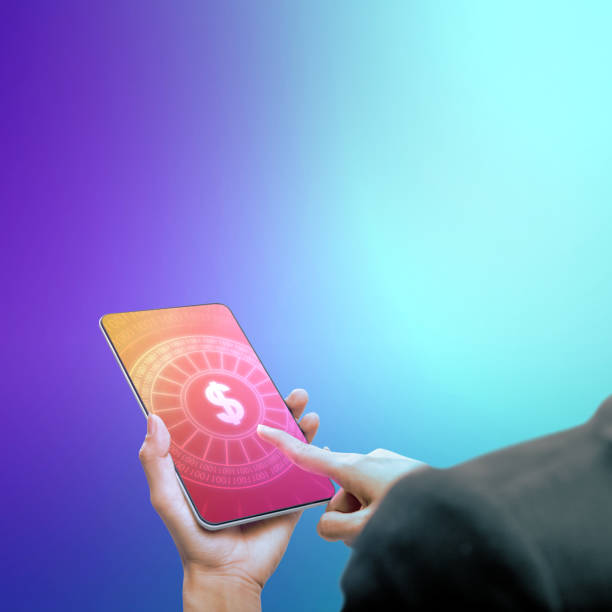 istock Business hand touching symbol button on the mobile phone screen 1482106704