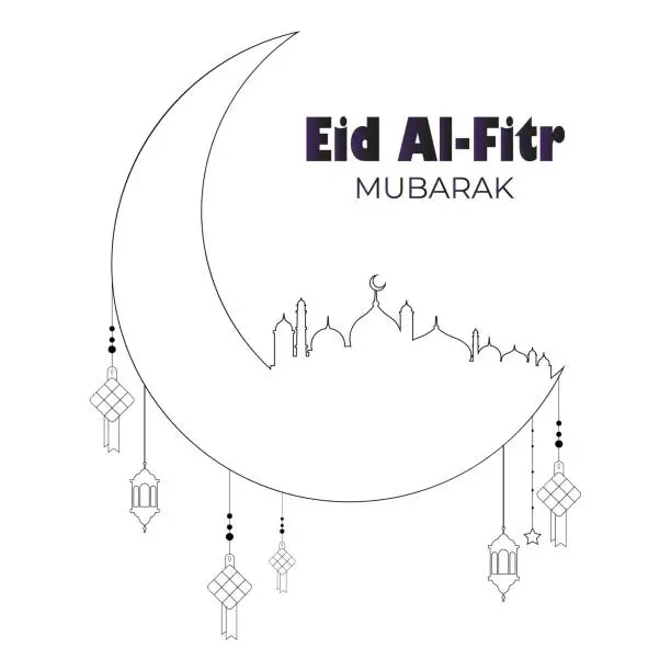 Vector illustration of Mosque Line Minimalist Design of Islamic Ornament Background. Traditional ketupat background  for Islamic religions ,Eid al fitr, Eid al adha, Ramadan kareem.