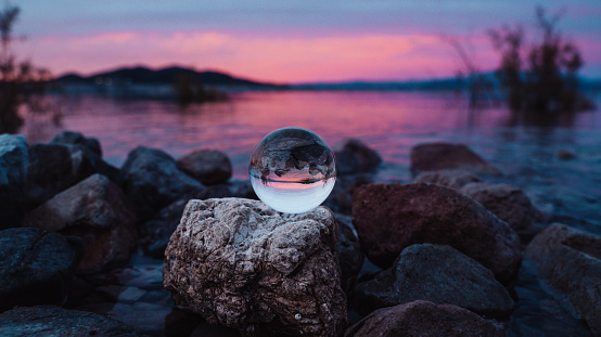 glass sphere sunset