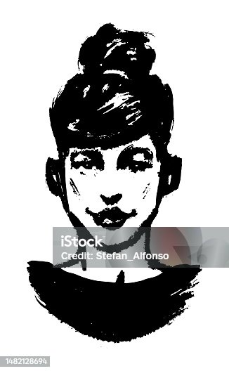 istock Rough  vector drawing of a girl 1482128694
