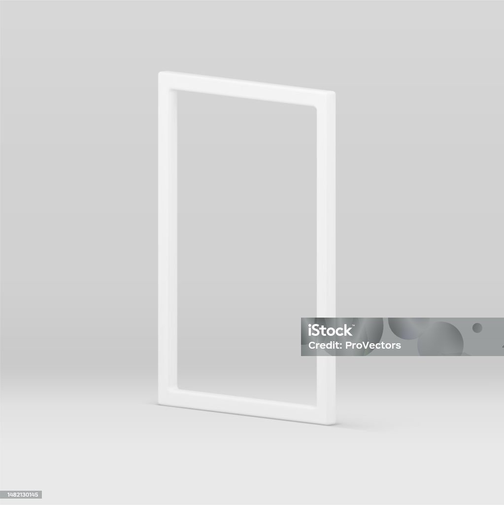 White 3d Frame Fashion Simple Showcase Rectangular Geometric Display ...