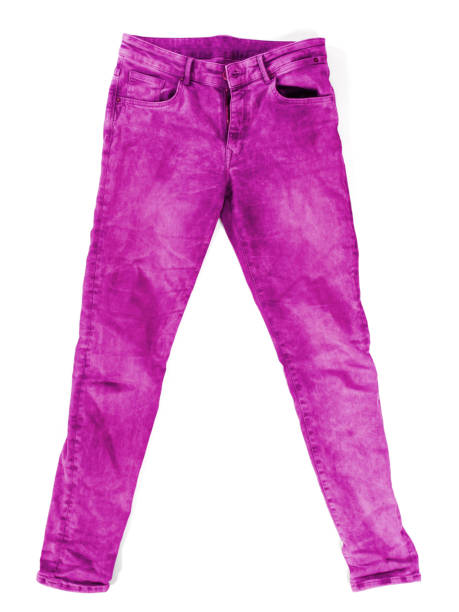istock Worn pink jeans isolated on white 1482131324