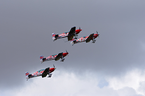 Little Gransden, Cambridgeshire, England - August 28, 2022:  The Global Stars aerobatic team flying in formation.