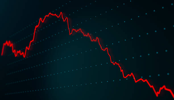 ilustrações de stock, clip art, desenhos animados e ícones de falling graph, stock market and exchange chart. - graph moving down recession line graph