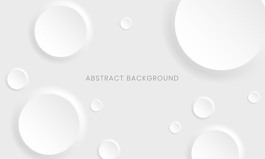 Abstract white modern background in neomorphism style. Minimal 3d circle shapes for cover, wallpaper, landing page.