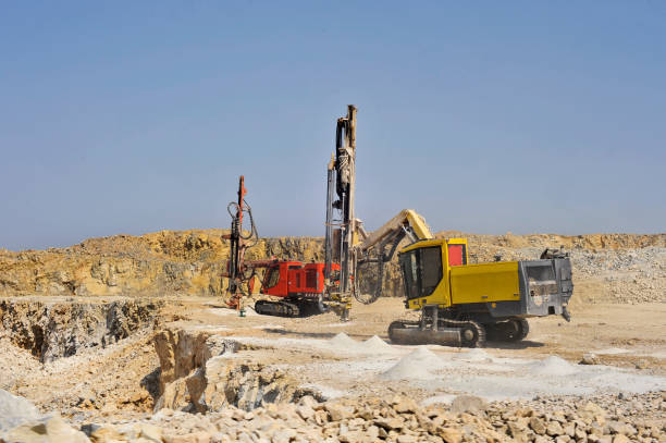 istock Rotary drill machines in quarry 1482137288