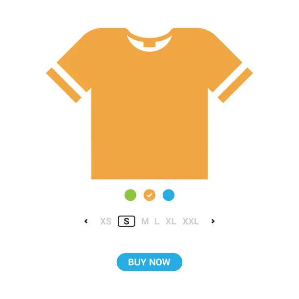 Vector illustration of T-Shirt Color and Size Icon. Buy T-Shirt and Online Shopping Concept Vector Design on White Background.