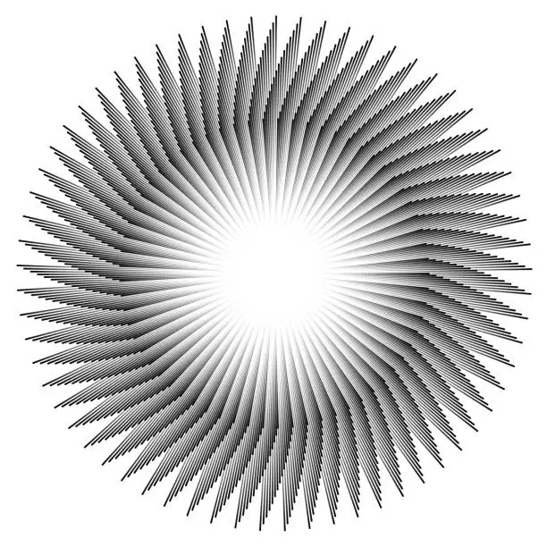 Vector illustration of Abstract pattern of radial lines in groups forming circle like shape