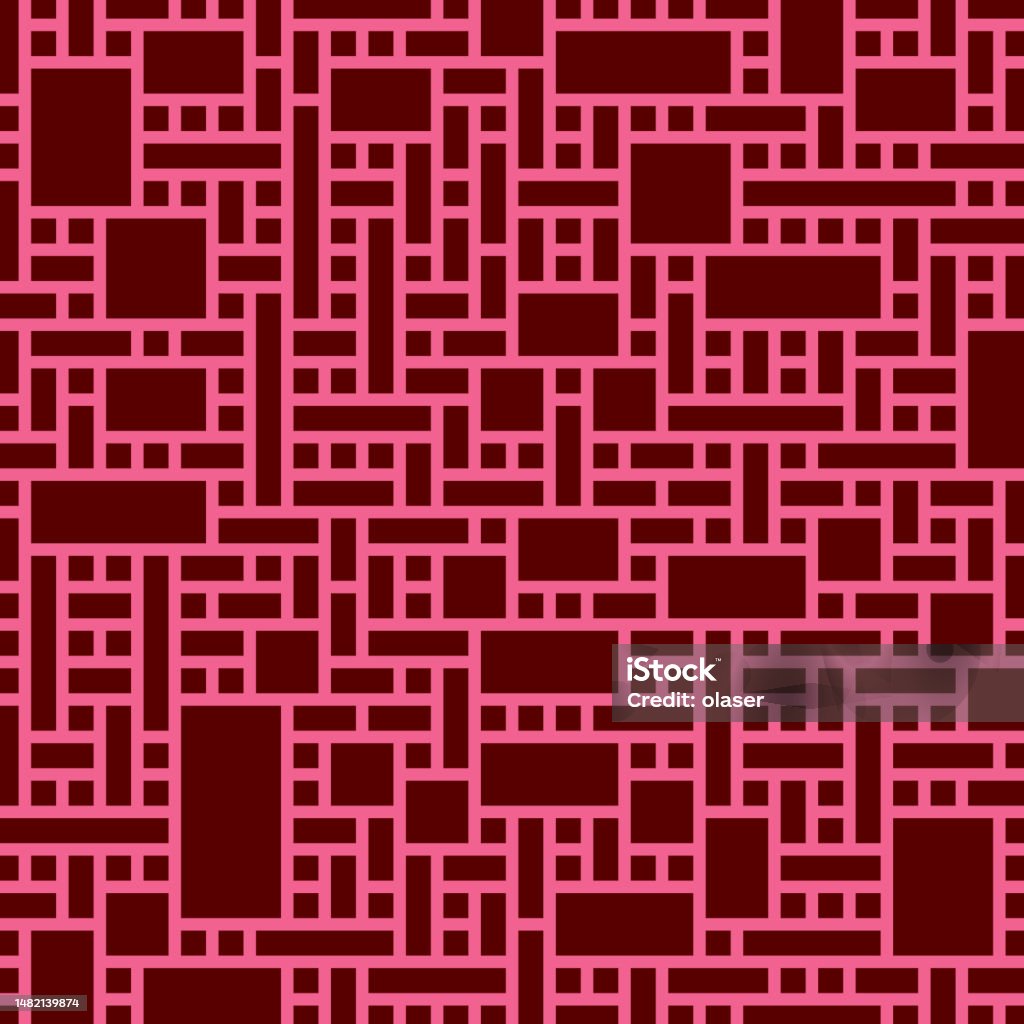 Pink On Red Rectangular Pattern Stock Illustration - Download Image Now ...